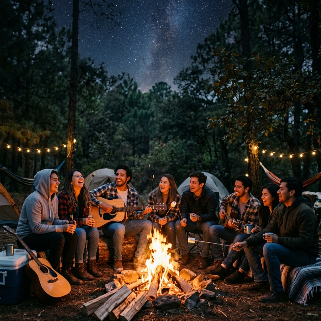 Fogata y camping en naturaleza Uruapan